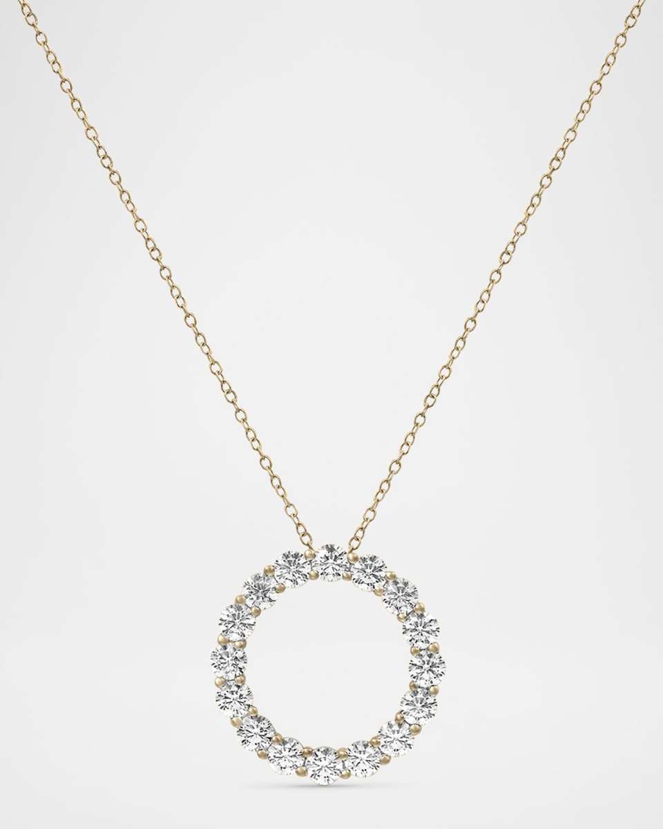 Round Lab Grown Diamond 18K Gold Pendant Necklace, 17"L, 3.00tcw